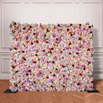 Aliflowers 5D Pastel Paradise Rolling Up Cloth Flower Wall | Vibrant Roses & Soft Blooms - Ali Flowers