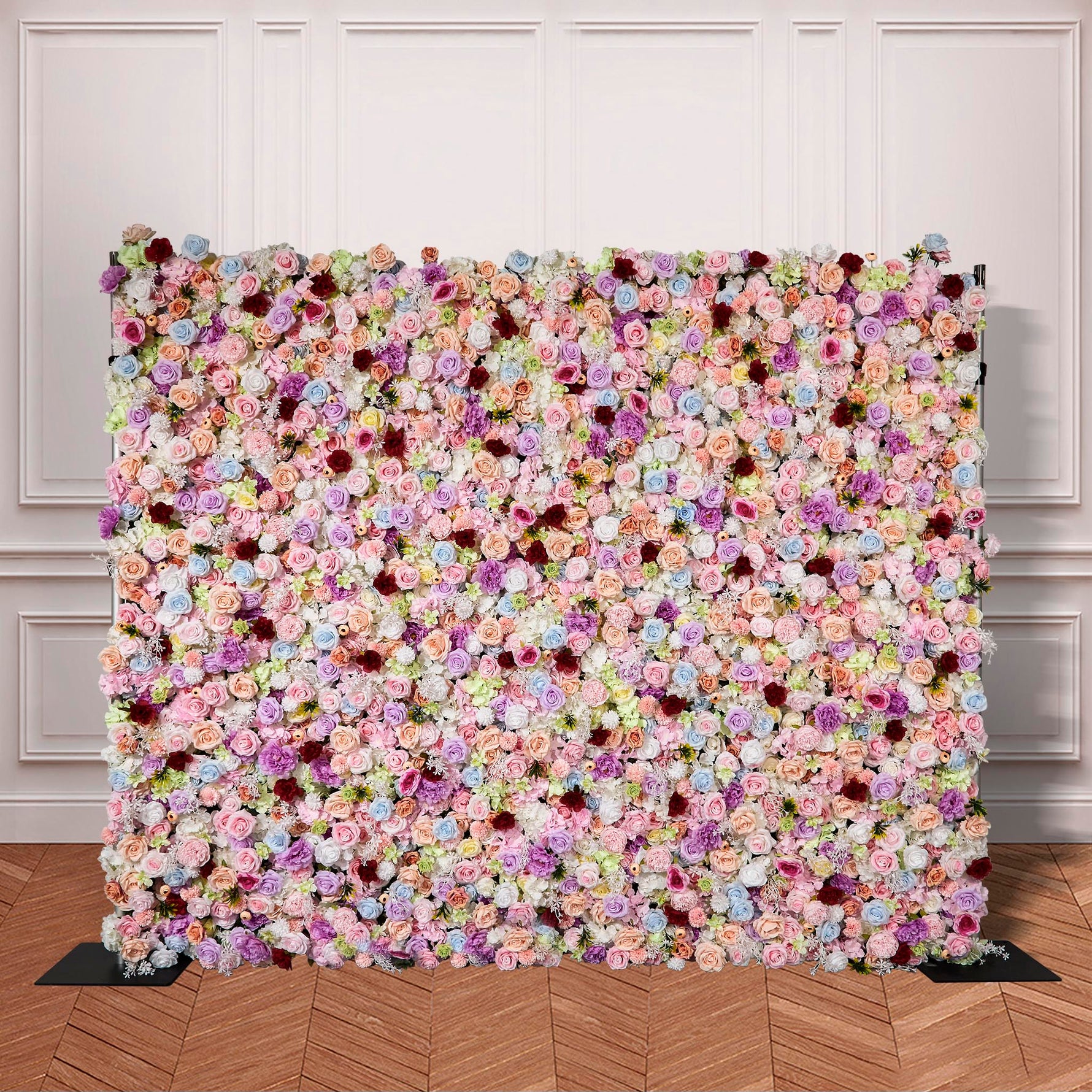 Aliflowers 5D Pastel Paradise Rolling Up Cloth Flower Wall | Vibrant Roses & Soft Blooms - Ali Flowers