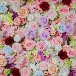 Aliflowers 5D Pastel Paradise Rolling Up Cloth Flower Wall | Vibrant Roses & Soft Blooms - Ali Flowers