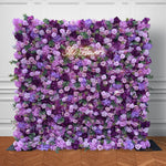 Ali Flowers 5D Periwinkle Purple Flower Wall Roses and Lilies Roll-Up Curtain for Wedding Decor ALFWL021 - Ali Flowers