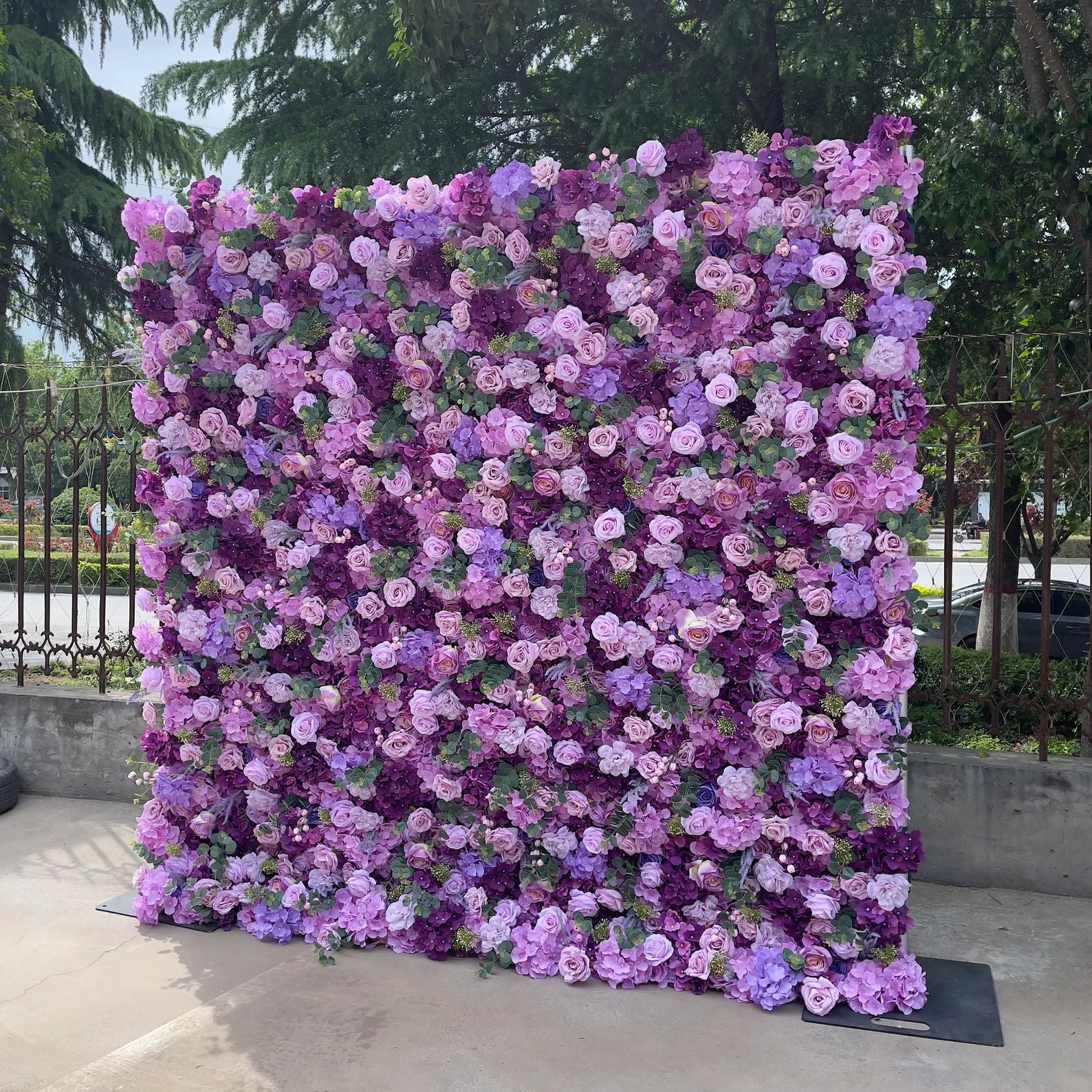 Ali Flowers 5D Periwinkle Purple Flower Wall Roses and Lilies Roll-Up Curtain for Wedding Decor ALFWL021 - Ali Flowers
