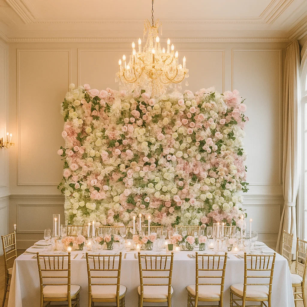 Aliflowers5D Pink Champagne Rose Flower Wall Wedding Party Decoration Backdrop ALFWL180