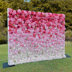Aliflowers Pink Gradient Rose Hydrangea 5D Fabric Artistic Roller Blind Flower Wall