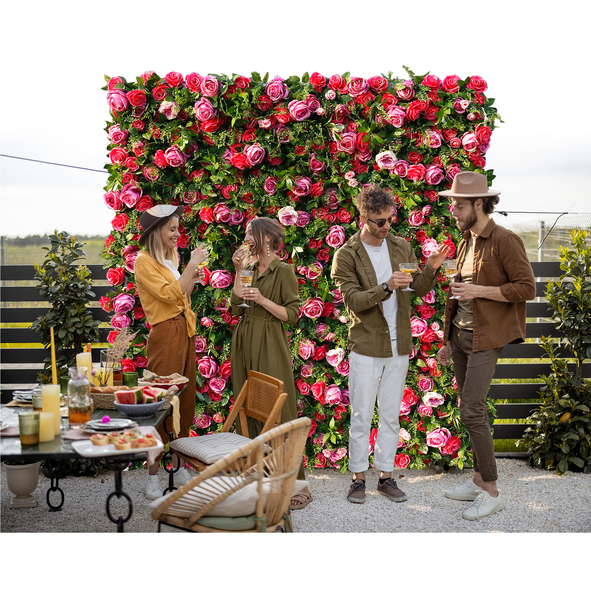 Aliflowers 3D Big Peony with Plant Fabric Floral Backdrop Wall Shopping Mall Window Display ALFWL059 - Ali Flowers