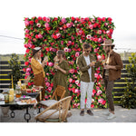 Aliflowers 3D Big Peony with Plant Fabric Floral Backdrop Wall Shopping Mall Window Display ALFWL059 - Ali Flowers