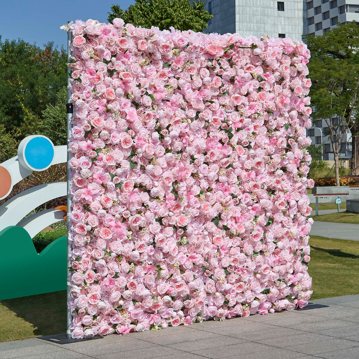 Aliflowers 5D Pink Rose Peony Roll Up Curtain Cloth Flower Wall - Ali Flowers