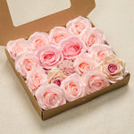 Pink rose wedding flower box with stems