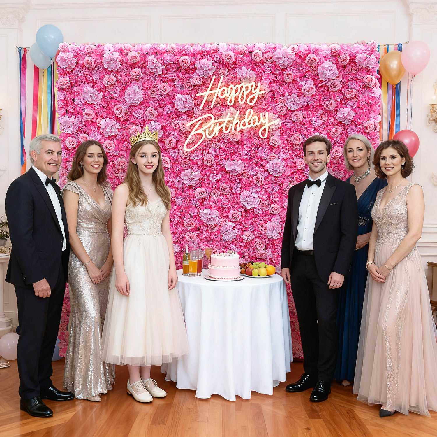 Aliflowers 2D Hot Pink Rose with Hydrangea Flower Wall Wedding Decorative ALFWL050 - Ali Flowers