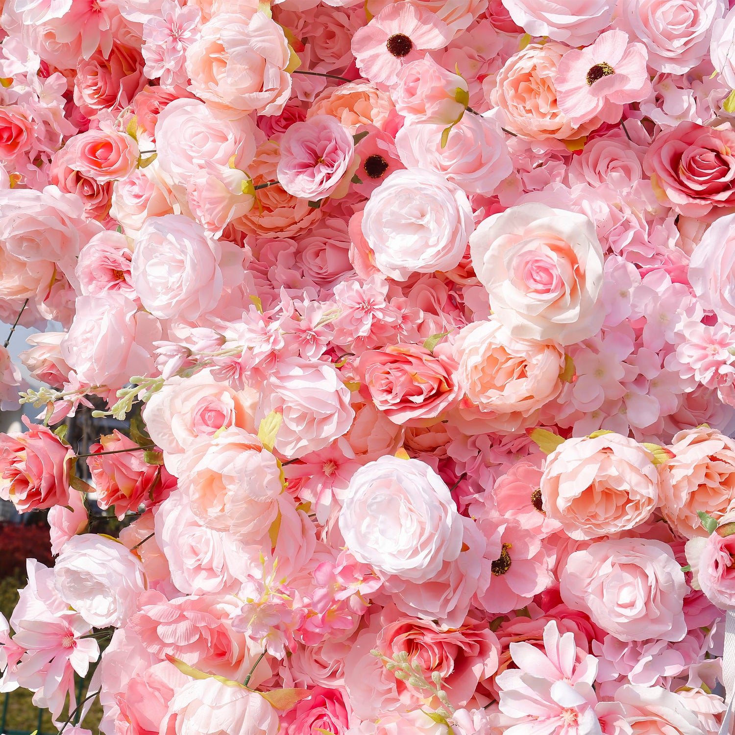 Aliflowers Pink Roses Flower Arch Fabric Backdrop Flower Wall Proposal Wedding Party Decor GM006