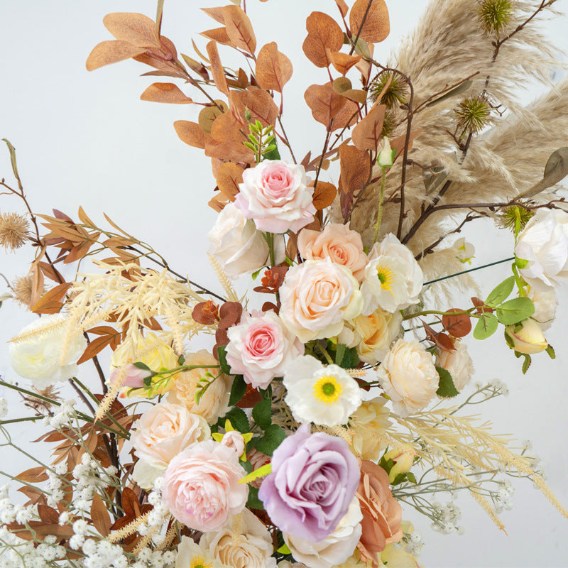 Aliflowers Early Fall Series Pampas Grass Horn Arch Wedding Backdrop Decor Floral Arrangement ALFAC008 - Ali Flowers