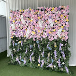 Aliflowers 3D Purple and Pink Rose Curtain Flower Wall Backdrop Wedding Party Decoration ALFWL91