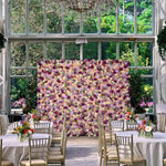 Aliflowers Purple Elegance Flower Wall Lush Roses & Pastel Blooms Cloth Backdrop - Ali Flowers