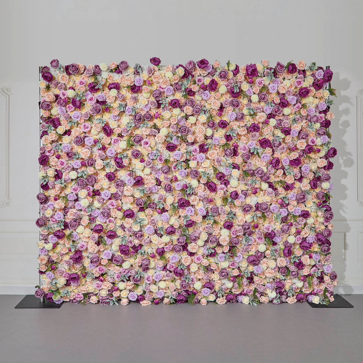 Aliflowers Purple Elegance Flower Wall Lush Roses & Pastel Blooms Cloth Backdrop - Ali Flowers