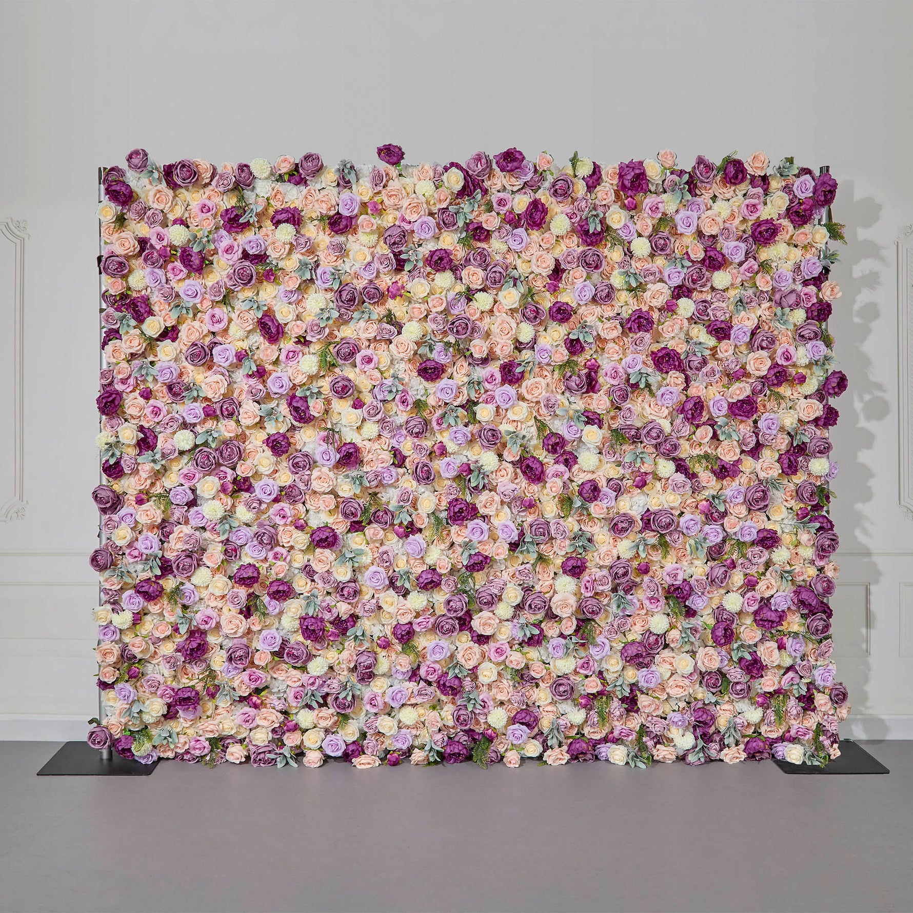 Aliflowers Purple Elegance Flower Wall Lush Roses & Pastel Blooms Cloth Backdrop - Ali Flowers