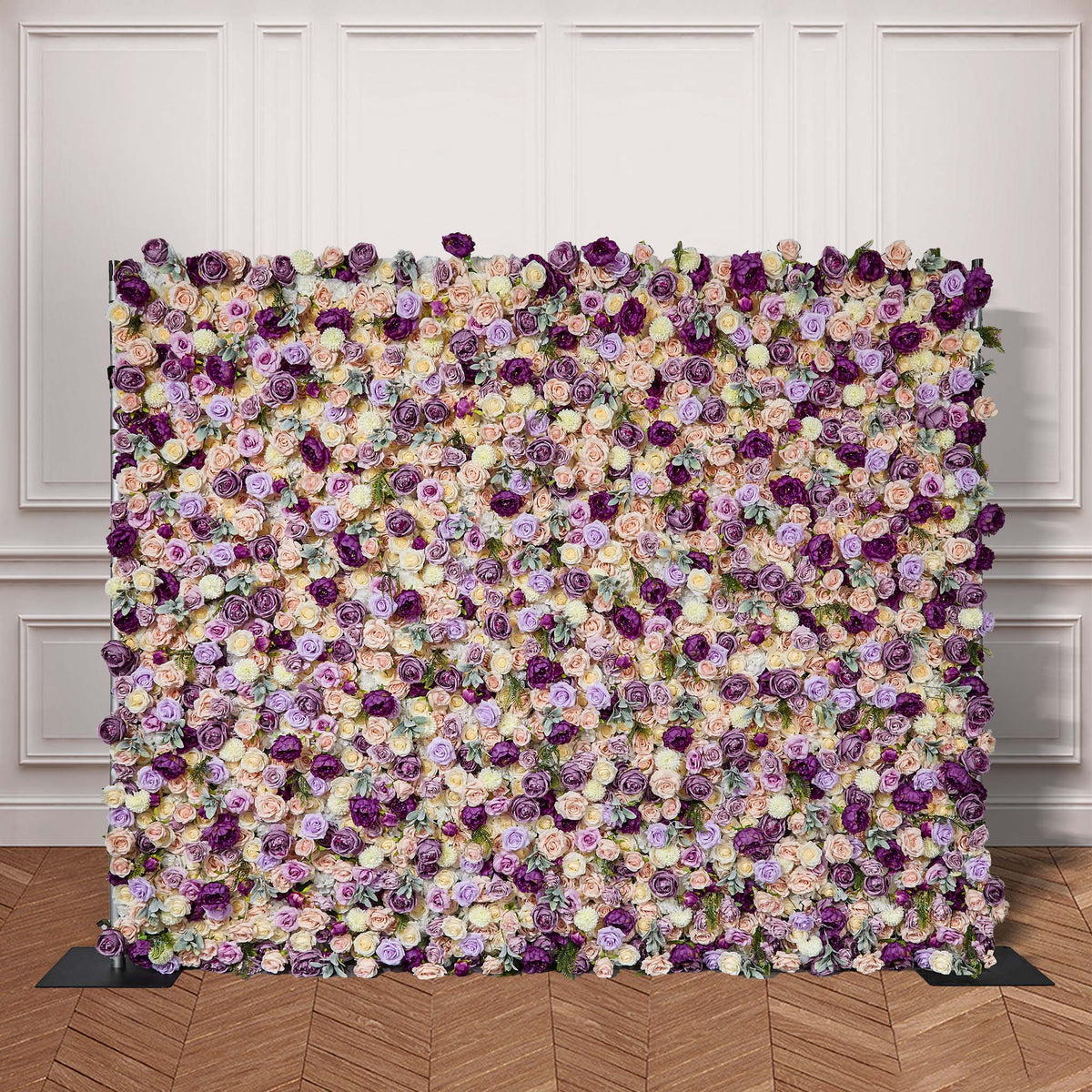 Aliflowers Purple Elegance Flower Wall Lush Roses & Pastel Blooms Cloth Backdrop - Ali Flowers
