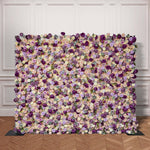 Aliflowers Purple Elegance Flower Wall Lush Roses & Pastel Blooms Cloth Backdrop - Ali Flowers