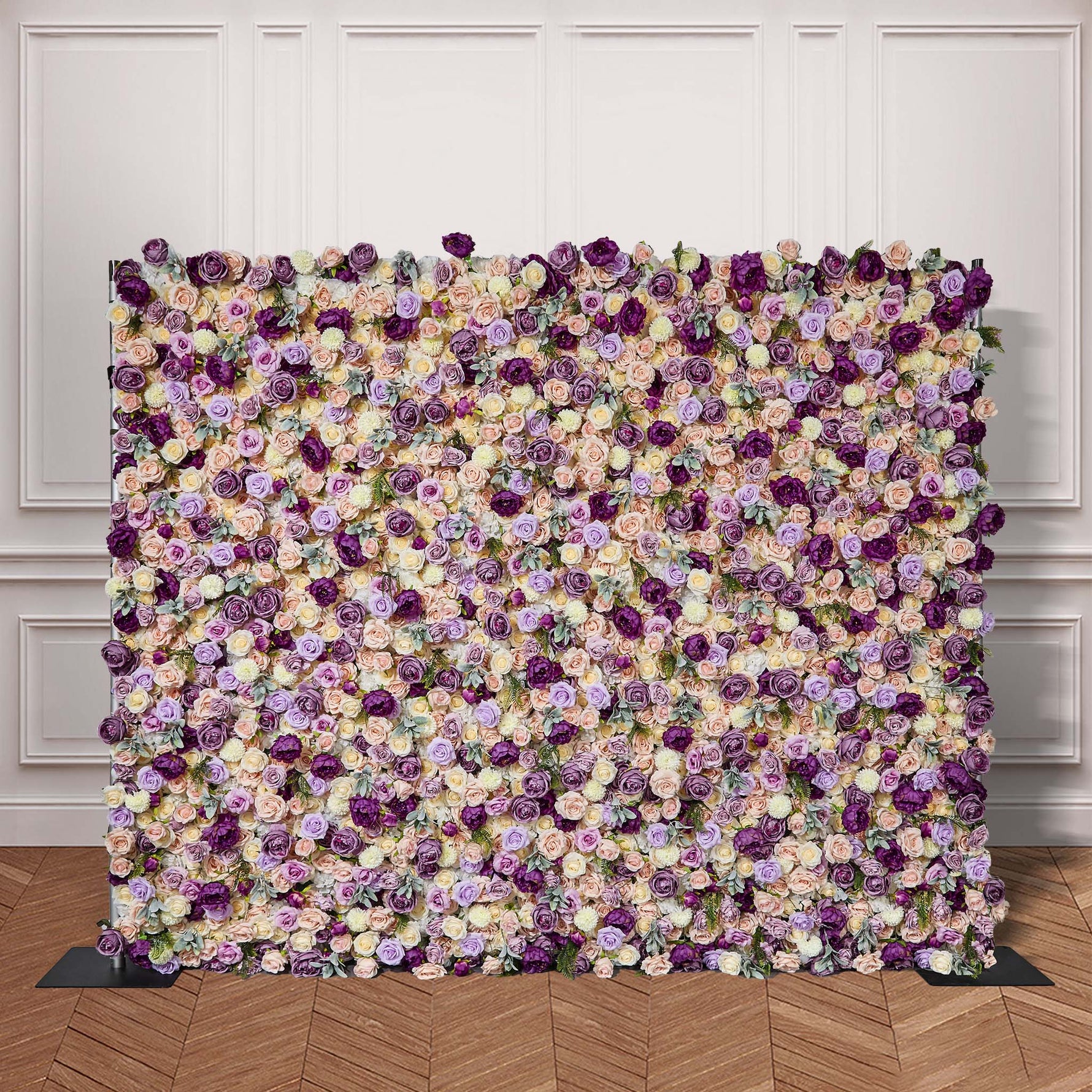 Aliflowers Purple Elegance Flower Wall Lush Roses & Pastel Blooms Cloth Backdrop - Ali Flowers