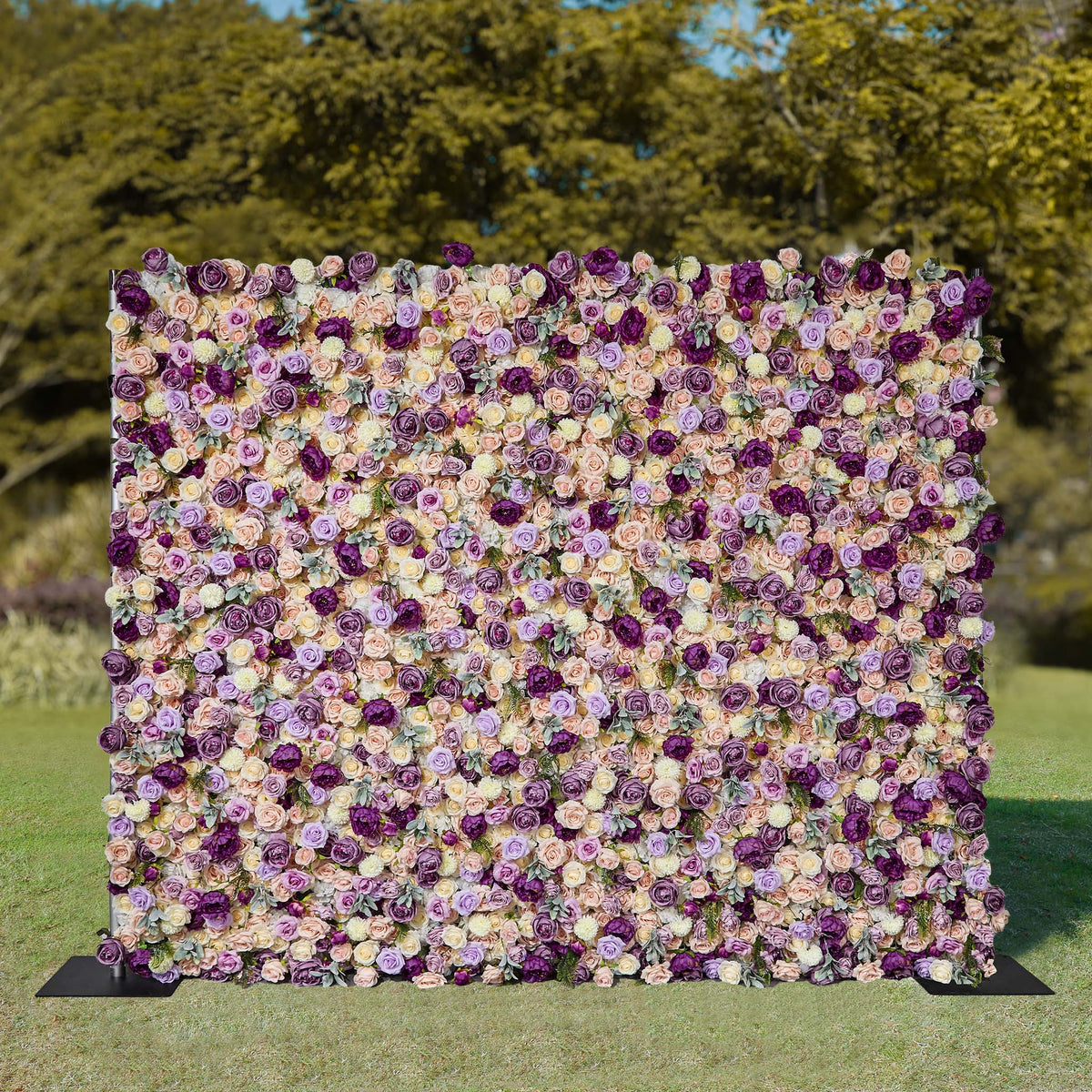 Aliflowers Purple Elegance Flower Wall Lush Roses & Pastel Blooms Cloth Backdrop - Ali Flowers