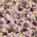 Aliflowers Purple Elegance Flower Wall Lush Roses & Pastel Blooms Cloth Backdrop - Ali Flowers