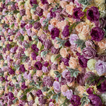 Aliflowers Purple Elegance Flower Wall Lush Roses & Pastel Blooms Cloth Backdrop - Ali Flowers