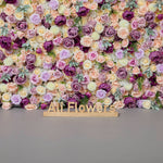 Aliflowers Purple Elegance Flower Wall Lush Roses & Pastel Blooms Cloth Backdrop - Ali Flowers