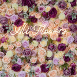Aliflowers Purple Elegance Flower Wall Lush Roses & Pastel Blooms Cloth Backdrop - Ali Flowers
