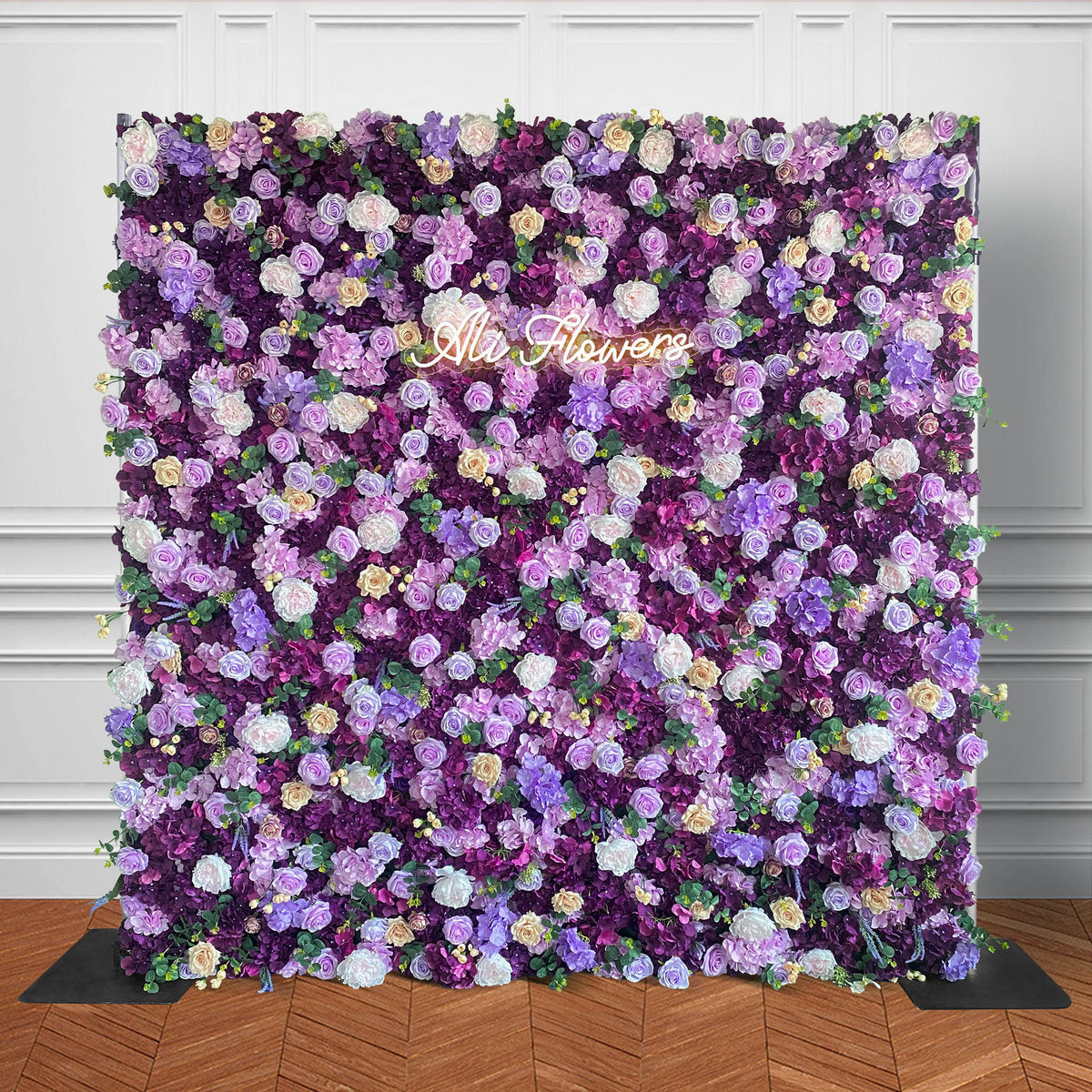 Aliflowers Purple Rose Hydrangea 5D Roller Curtain Flower Wall Event Party Background