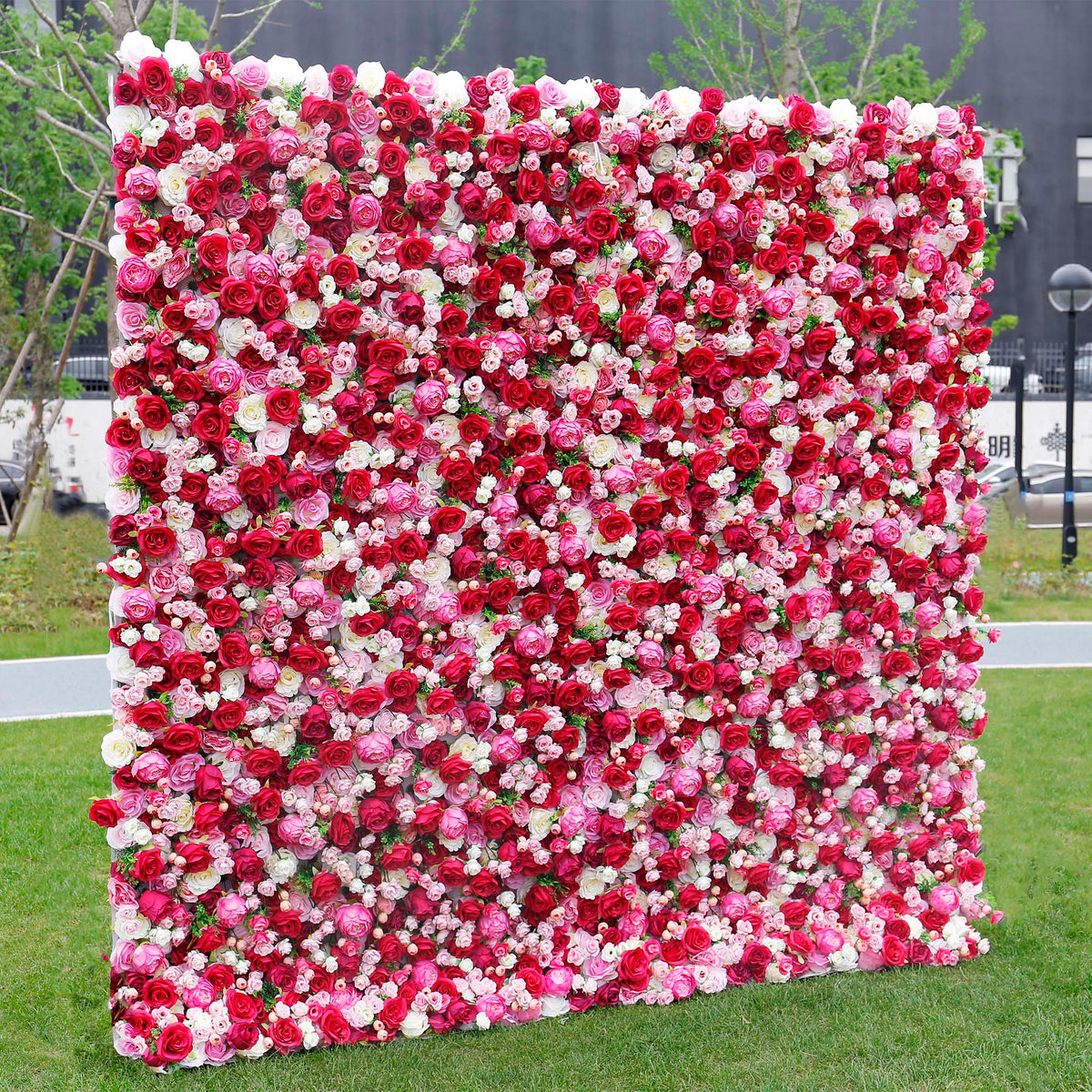 Aliflowers Rustic Style 3D Red Pink Rose Rolling up Curtain Flowers Wall ALFWL047 - Ali Flowers