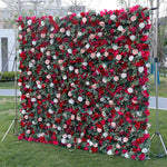Aliflowers 3D Red Pink Rose with Leaves Floral Wall Prop for Wedding Party ALFWL046 - Ali Flowers