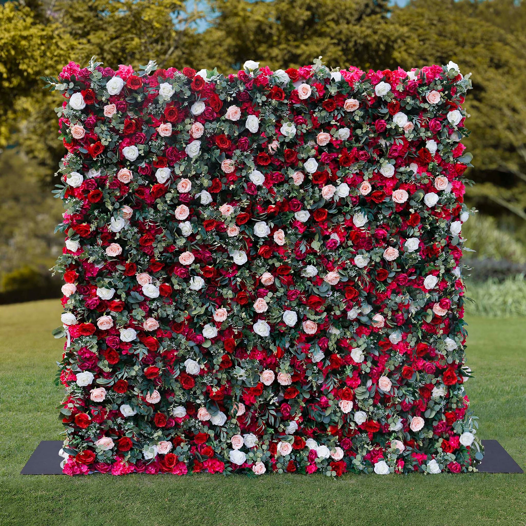 Aliflowers 3D Red Pink Rose with Leaves Floral Wall Prop for Wedding Party ALFWL046 - Ali Flowers