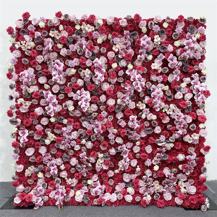 Red Rose Roll Fabric 5D Flower Wall