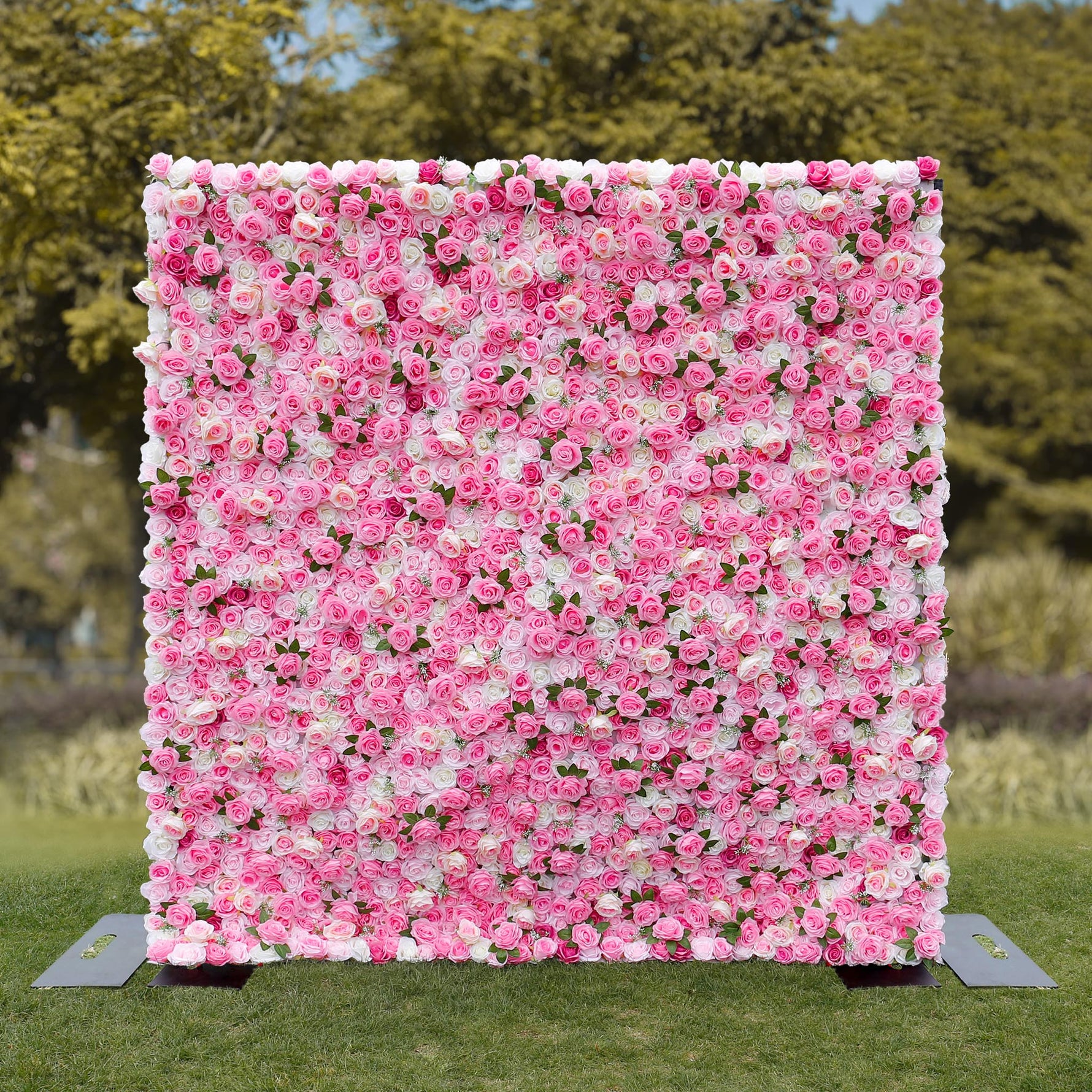 Aliflowers 3D Rose Pink Flower Wall for Outdoor Wedding ALFWL053 - Ali Flowers