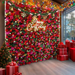 Aliflowers Red Rose with Hanging Greenery Artificial Flower Wall Backdrop ALFWL094 - Ali Flowers