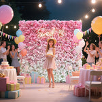 Aliflowers 3D Sakura Pink Gradient Fabric Floral Wall Banquet Wedding Backdrop Decoration ALFWL183