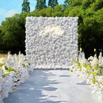 Ali Flowers White Artificial 3D Roll Up Cloth Flower Wall Wedding Decor | Silk Rose Floral Panel Backdrop ALFWL011 - Ali Flowers