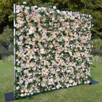 Aliflowers Wedding Backdrop Decor Green Leaves Pink Rose Fabric Cloth Flower Wall ALFWL083 - Ali Flowers