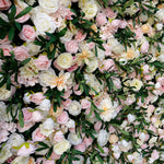 Aliflowers Wedding Backdrop Decor Green Leaves Pink Rose Fabric Cloth Flower Wall ALFWL083 - Ali Flowers