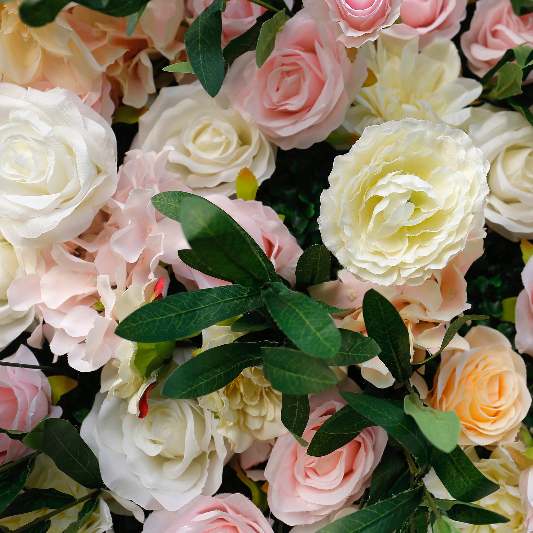 Aliflowers Wedding Backdrop Decor Green Leaves Pink Rose Fabric Cloth Flower Wall ALFWL083 - Ali Flowers