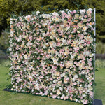 Aliflowers Wedding Backdrop Decor Green Leaves Pink Rose Fabric Cloth Flower Wall ALFWL083 - Ali Flowers