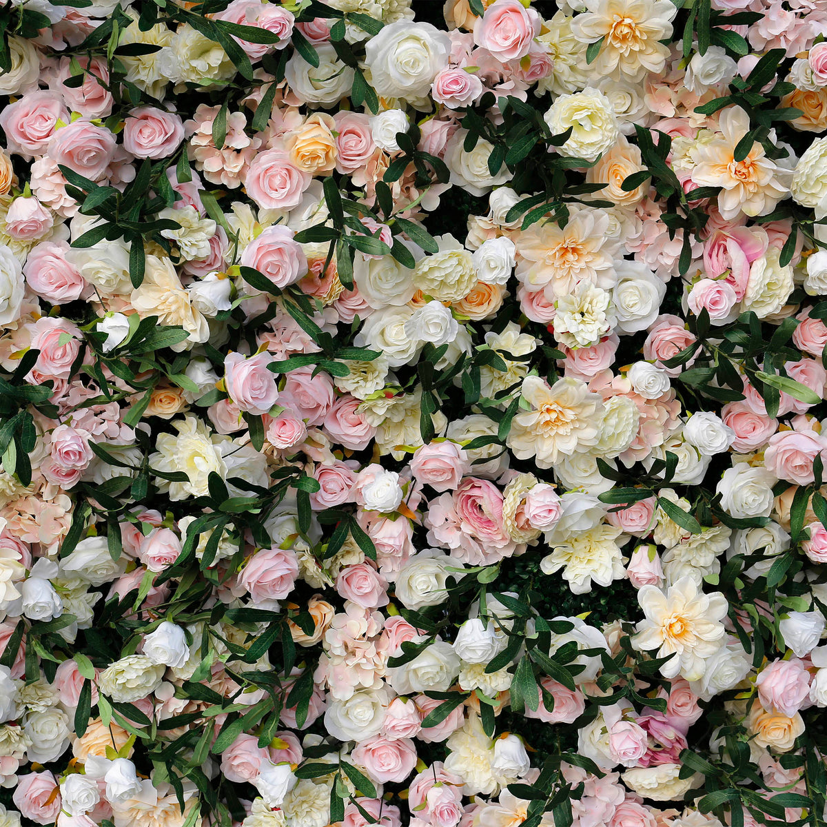 Aliflowers Wedding Backdrop Decor Green Leaves Pink Rose Fabric Cloth Flower Wall ALFWL083 - Ali Flowers