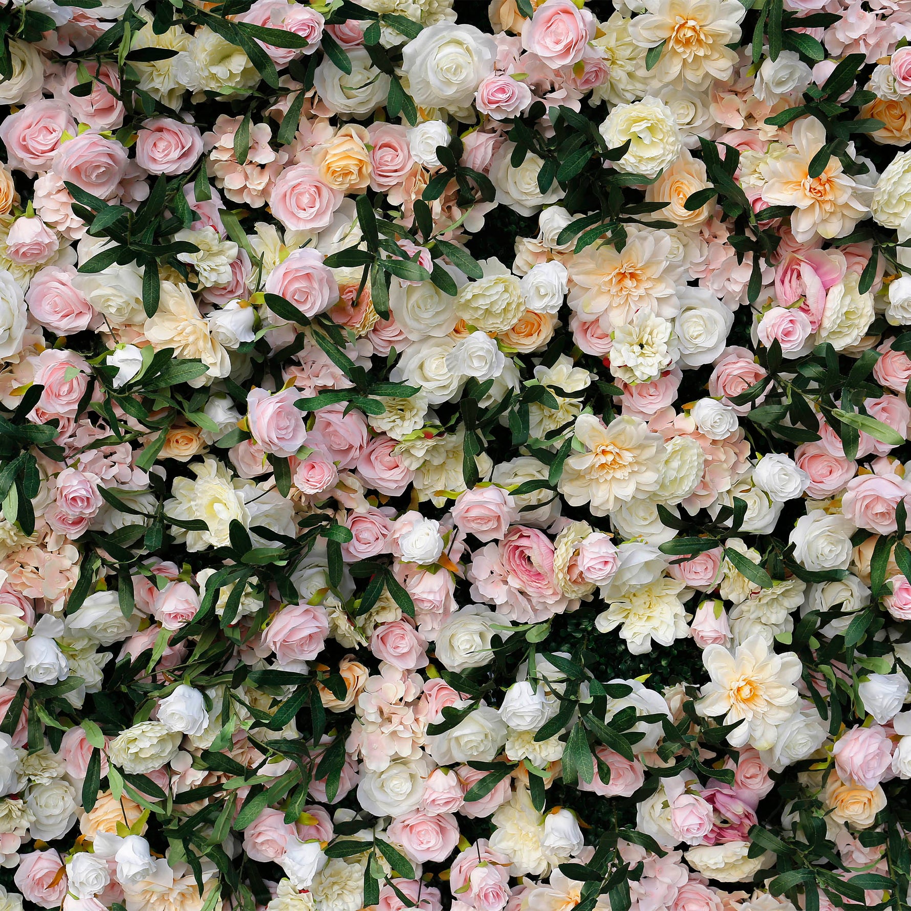 Aliflowers Wedding Backdrop Decor Green Leaves Pink Rose Fabric Cloth Flower Wall ALFWL083 - Ali Flowers