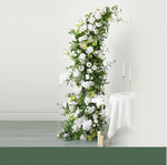 Aliflowers Forest-Themed Series White Dahlia With Greenery Flower Row Arrangement Decor Wedding Backdrop Horn Arch ALFAC013 - Ali Flowers