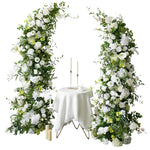 Aliflowers Forest-Themed Series White Dahlia With Greenery Flower Row Arrangement Decor Wedding Backdrop Horn Arch ALFAC013 - Ali Flowers