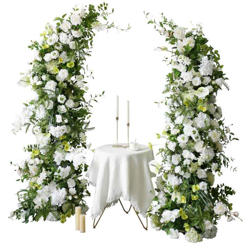 Aliflowers Forest-Themed Series White Dahlia With Greenery Flower Row Arrangement Decor Wedding Backdrop Horn Arch ALFAC013 - Ali Flowers