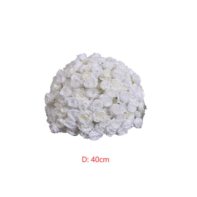 Ali Flowers Pure White Rose Handmade Artificial Flower Ball Centerpieces for Table Decor ALFBL009 - Ali Flowers