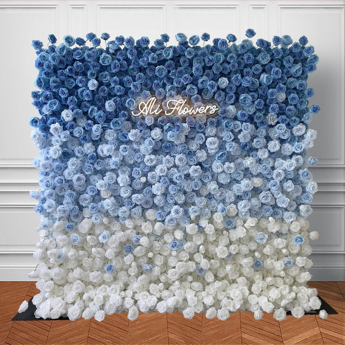 Ali Flowers 5d White Blue Rose Flower Wall Backdrop for Wedding Party Events Decoration ALFWL024 - Ali Flowers
