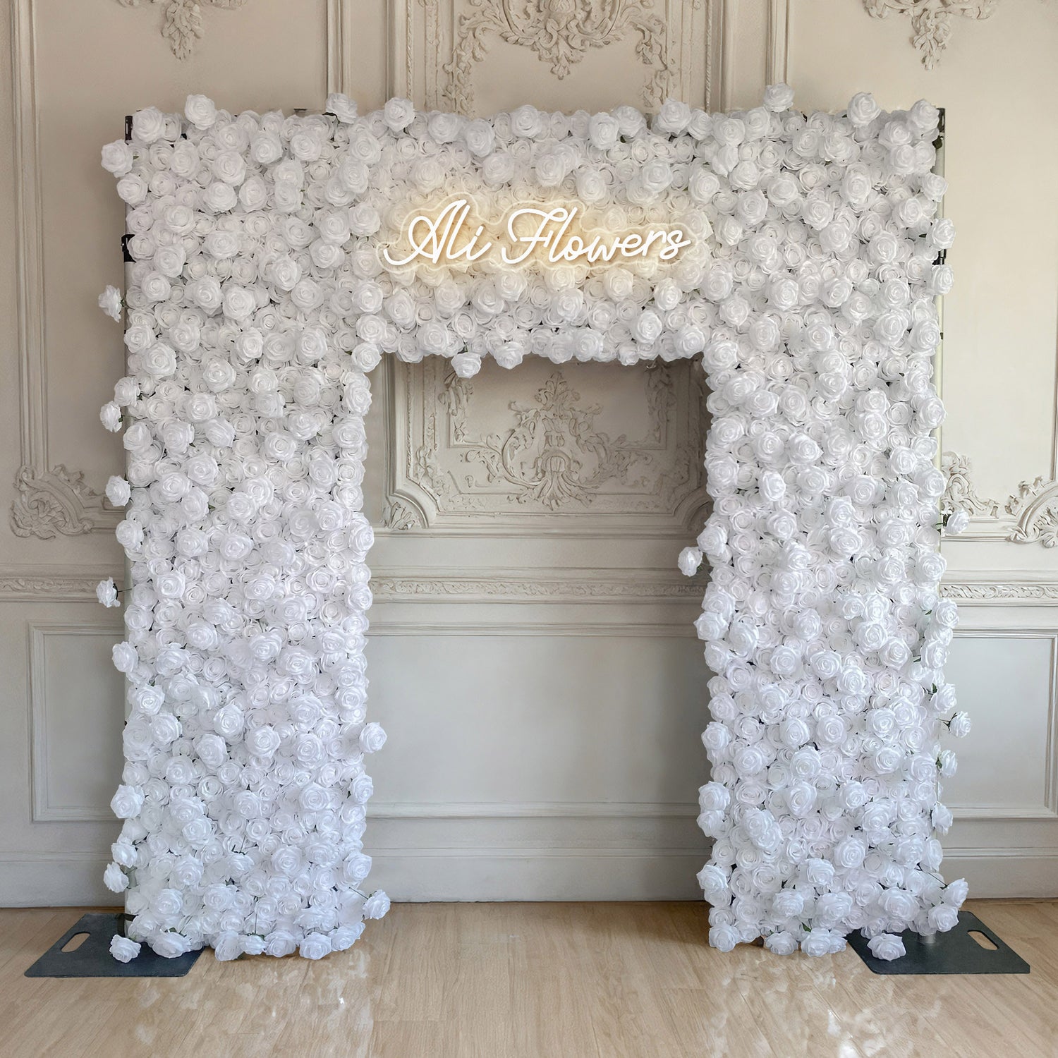Aliflowers White Fabric Artificial Flower Wall Arch Wedding Birthday Party Decoration GM010