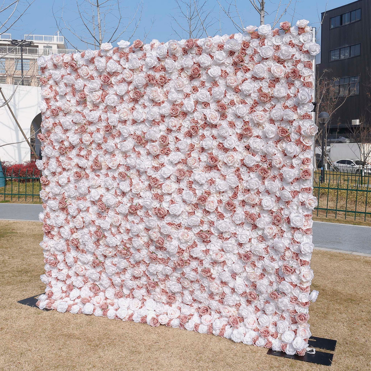 Aliflowers White Matte Pink Fabric Wall Flowers Window Display ALFWL107 - Ali Flowers