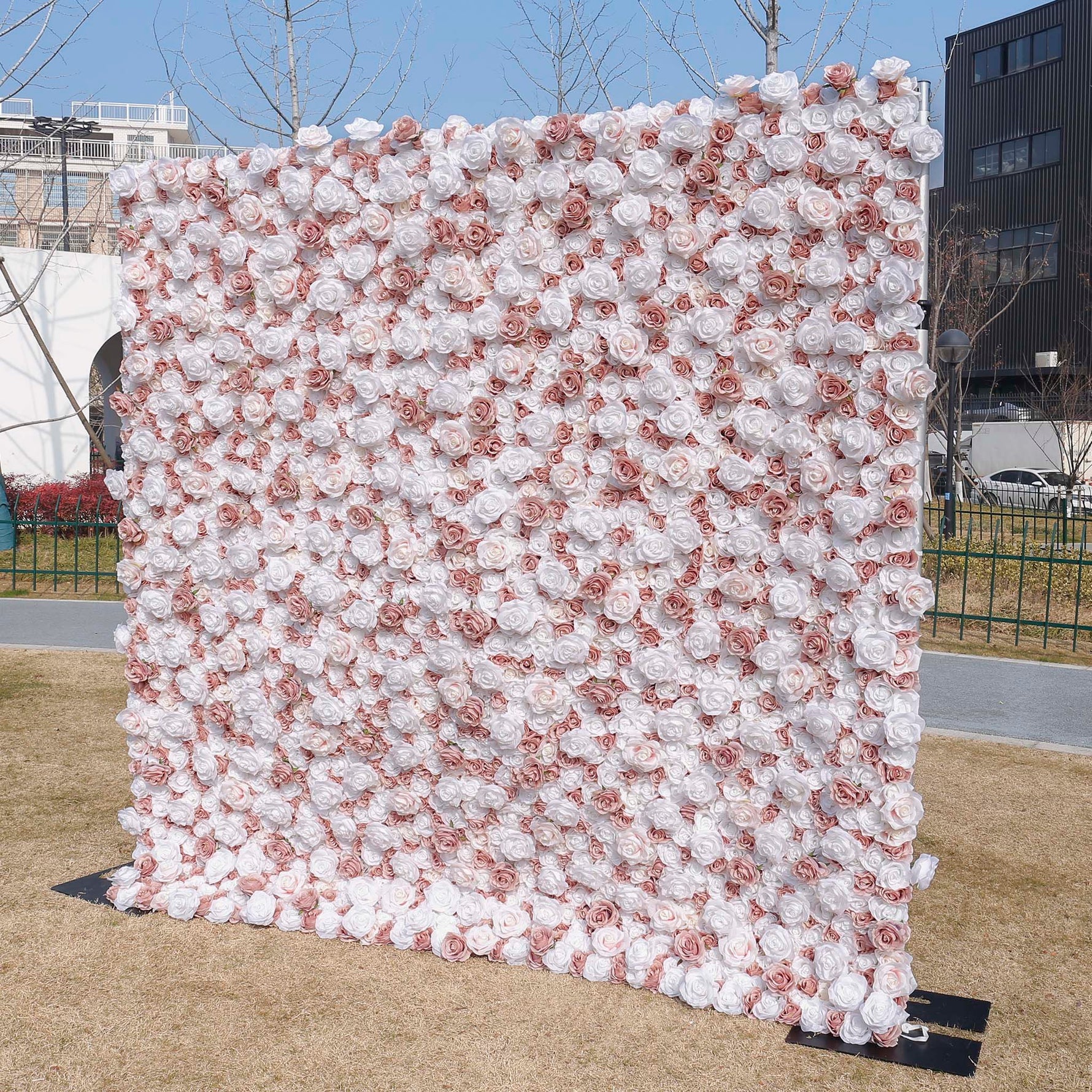 Aliflowers White Matte Pink Fabric Wall Flowers Window Display ALFWL107 - Ali Flowers