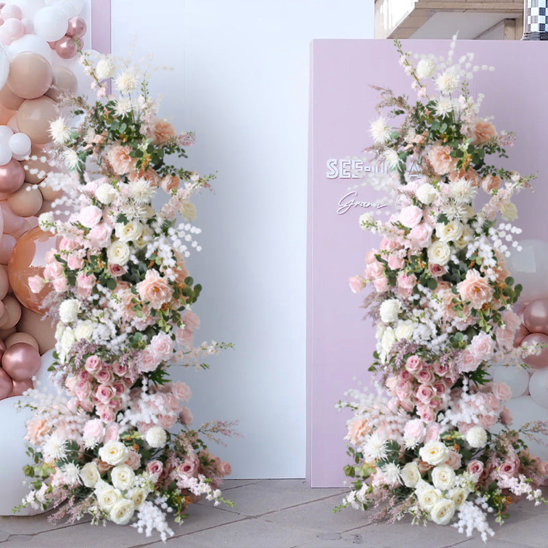 Aliflowers Blush Series Delphinium Grass Green Plant Leaves Flower Arrangement Decor Wedding Background Frame Aisle Floor Flower ALFAC007 - Ali Flowers